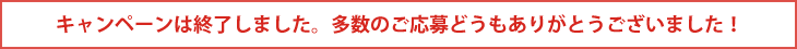 キャンペーンは終了しました。多数のご応募どうもありがとうございました！